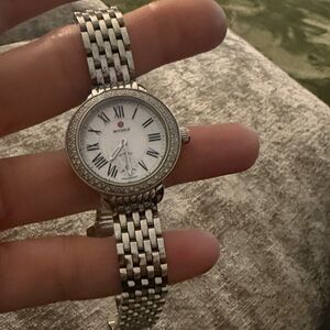 Michele Classic Silver Watch with Roman Numerals